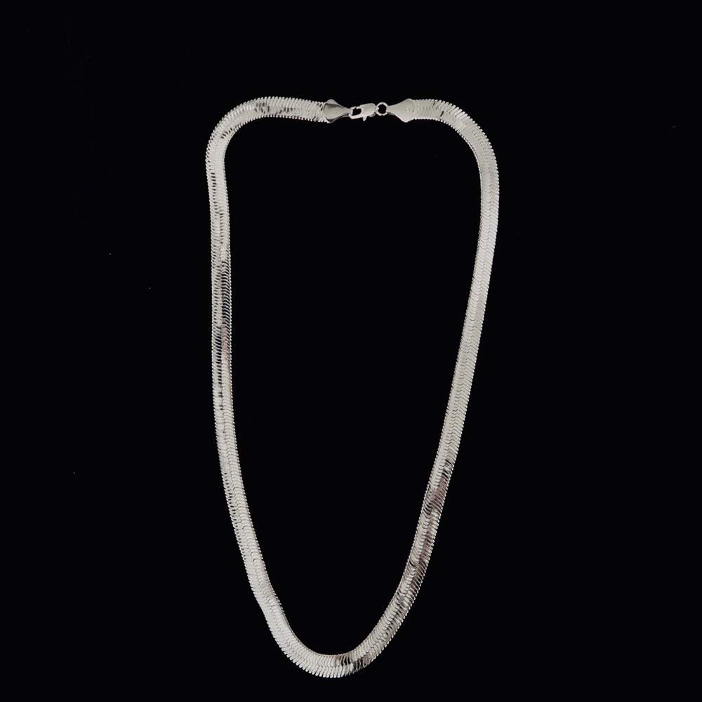 High Polished Herringbone Chain Necklace 925 Sterling Silver
